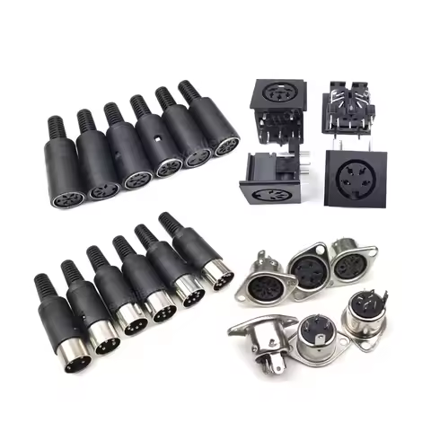 5PCS Large Keyboard Male Female Plug DIN Socket PCB Panel Mount S Terminal 3/4/5/6/7/8/P MIDI Connec
