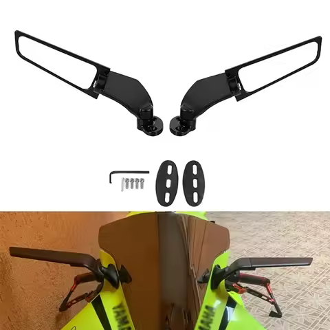 Black Motorcycle Mirrors For Yamaha R15 R25 R3 R1 R1S R6 R6S V2 V3 Modified Wind Wing Rotating Rearv