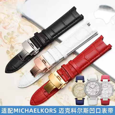 Genuine Leather Watchband for MK Table Notch Watch Band Michael Kors Mike Coles Female Watch Strap M