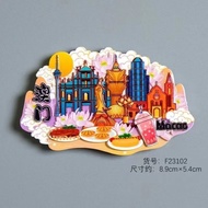 Map Refrigerator Stickers Bucket Pier Macau Venice People Big Sanba Card Shop Travel Cultural Creati