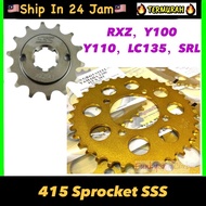 YAMAHA RXZ Y125Z LC135 Y100 Y110 SPROCKET 415 GOLD SSS ALLOY STEEL REAR & FRONT SPROCKET SSS GOLD CH
