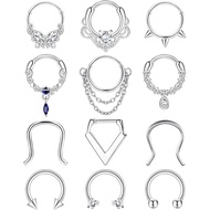YADOCA 12Pcs 16G Perhiasan Tindik Septum Keluli Pembedahan untuk Wanita: Cincin Hidung Septum Clicke