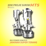 LAMPU LED MOBIL MOTOR H4 MINI PROJECTOR PROJIE SUROW MT5 SUPER TERANG 50 WATT - DHIORA STORE