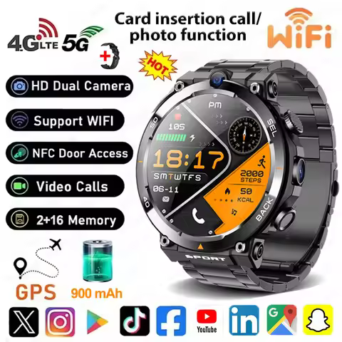 5G/4G Network Smart Watch Men 1.39 inch 360*360 AMOLED Screen 2GB+16GB RAM Video Call 200W Camera WI