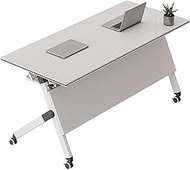 YVYKFZD Folding Conference Table, Seminar Meeting Table with Wheels, Flip Top Mobile Training Table,