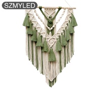 Macrame Tapestry Boho Style Hand Woven Hanging Fringe Banner Wall Art Decor For Apartment Living Roo