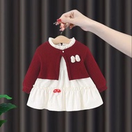 Live Supply Baby Girl Sweet Western Style Mushroom Cardigan Two-Piece Set 2026 Autumn Skirt 2026.7.1