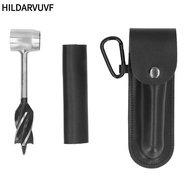 HILDARVUVF Manual Auger, Leather Sheath Durable Bushcraft Hand Auger, Tools Black Hand Auger Wrench 