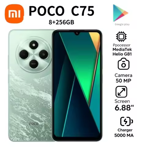 POCO C75 Global Unlocked 6.88' 120Hz Display 5160mAh Battery 50MP AI Camera 8GB+256GB Dual SIM Andro