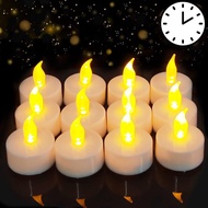 Tea Lights with Timer, 6 Hours on and 18 Hours Off in 24 Hours Cycle Automatically,12 Pack Flickerin