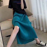 Issey Miyake Little Red Books Recommended Summer New Fold In Long Straight Elastic Waist High Split Pleated Skirts