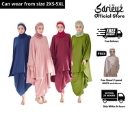 Sarieyz (Navy Blue) Teesha Kurung Kaftan Plus Size / Kurung Kaftan Pario Plus Size / Baju Kurung Kaftan Moden (Satin)