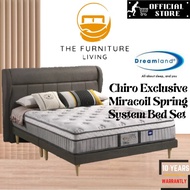 Dreamland CHIRO EXCLUSIVE Full Bed Set, 12in Miracoil Mattress + Scandinavian-Style Bed Frame/ Queen / King