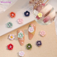 Moonking Succulent Nail Ornament Imitation Ceramic Solid Color Five-petal Flower Macaron Color Mixed Resin DIY Nail Decoration NEW