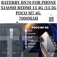 BATERRY XIAOMI REDMI PHONE BN70 COMPATIBLE PHONE XIAOMI REDMI 15 4G/15 5G/POCO M7 4G BATERRY 7000MAH