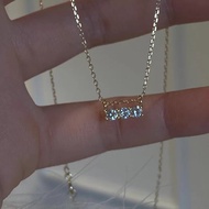 Yes✨S925 silver necklace three diamond pendant necklace ins 14K gold plated necklace chain birthday 
