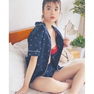 set piyama gu by uniqlo satin pajamas motif cherry