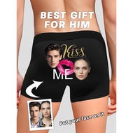 Men'S Customizable Boxer Briefs with Personalized Photo & Kiss Design - "Best Gift for Him" Valentin