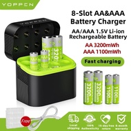 YOPPEN 8 Slot AA/AAA Li-ion Battery Charger FastCharging 1.5V Constant Voltage Rechargeable Battery 
