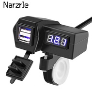 Motorcycle USB Charger Dual Port 12V Waterproof Dustproof 3.1A Motorcycle Handlebar Charger with Voltmeter LED Display Sockets