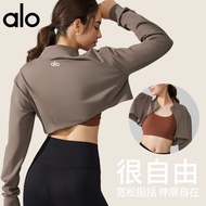 alo Women's Short Crop Yoga Jacket Long Sleeve Stand Collar Running Fitness Pilates Sports Jacket
