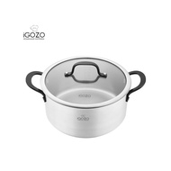 IGOZO Elite 24cm 304 Stainless Steel Casserole With Tempered Glass Lid