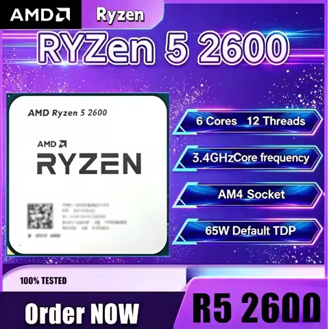 AMD Ryzen 5 2600 Desktop Original Processor 6C/12T 3.4‑3.9GHz Unlocked Chip, AM4 Mainboard, Gaming O