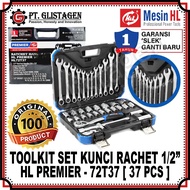 MATA HL PREMIER 72T37 Toolkit Set Socket Wrench Set Ratchet Handle 72T 37PCS 1/2" inch Combinationku