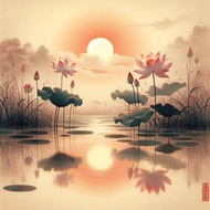 Tranh Dán Tường 3D Decal Dán Tường Có Keo Dán Mẫu Hoa Sen Kích Thước Đa Dạng