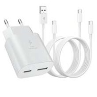 USB-C Charger, 25W Dual USB-C Port Fast Charging, With A 60W USB/USB-C To Type-C Fast Charging Cable