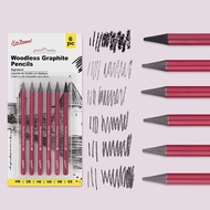 3/6Pcs Artists Woodless Graphite Charcoal Pencil Set Soft, Medium Hard,HB/2B/4B/6B/8B/EE, Non-wood G