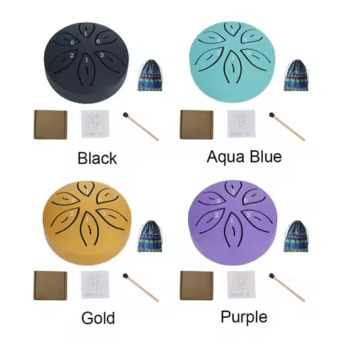 3 Inch 6-Tone Steel Tongue Drum Mini Hand Pan Drums with Drumsticks Rain Drum for Yoga Meditation In
