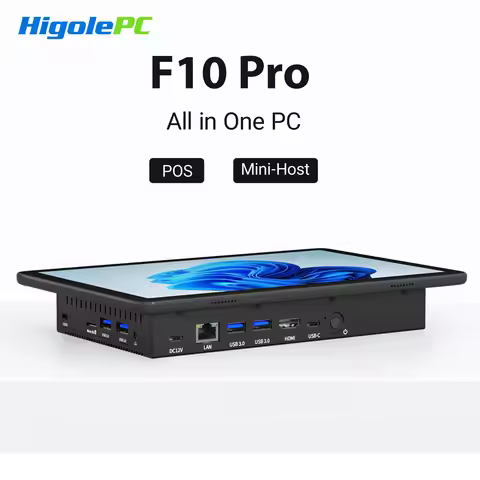 Higole F10 Pro Mini PC with Screen 10.1'' Fanless Intel N5095 Windows 11 WiFi5 8GB 128GB 5000mAh 4K 