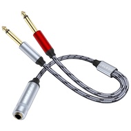 JOLGOO 1/4 Female Splitter, 6.35mm 1/4 in TRS Stereo Female to Dual 1/4 in TS Mono Male Breakout Cab