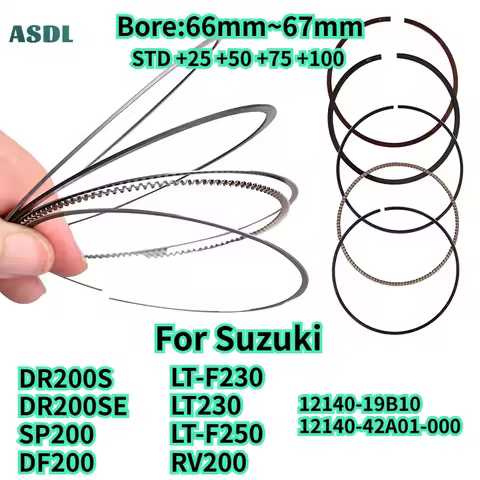 66mm~67mm Motorcycle Engine Cylinder Piston Ring For Suzuki DR200 DJEBEL SP200 DF200 LTF 230 250 LT2