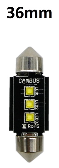 Led trần ô tô 12v có 3 chip cree XBD Trắng và Vàng nắng 4300K Canbus festoon bóng đũa 31mm 36mm 39mm