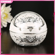 ccooamani|  Rose Flower Pattern Ash Tray with Lid Windproof Zinc Alloy Smoking Ashtray for Living Room