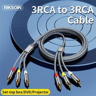 Riksoin 2M/6.6FT 3RCA to 3RCA  AV , Riksoin 2M/6.6FT 3RCA ke 3RCA Kabel AV Berwarna Braided untuk Pe