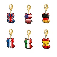 SKYRIM Cute Cat Shaped National Flag Charms For DIY Jewelry US UK Spain Country Pendant for Bracelet
