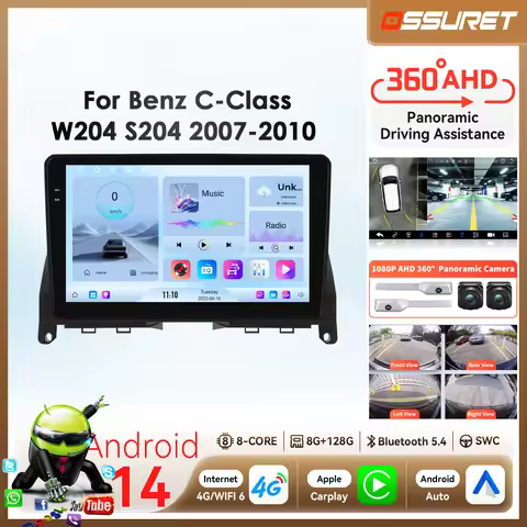 8-Core BySnapdragon 6115 by Qualcomm Car radio For Mercedes Benz C Class W204 S204 2007-2010 Carplay