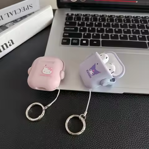 Lock bracket Kitty Kuromi For Airpods 1 2 3 4 Pro Pro 2 Matte TPU Earphone Case Accessories Cover