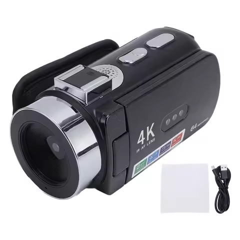 Digital Video Camera Auto Video Camera 28X Digital Zoom 4K 64MP HD 1/4 Inch Threaded Hole with LED W