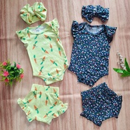 JEJE- Baby Girl Jumper Clothes 3-18 Months Bodysuit set Children's Shorts FREE Bandana by Little Kod