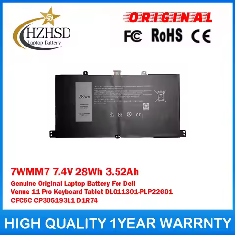 7WMM7 7.4V 28Wh 3.52Ah Genuine Original Laptop Battery For Dell Venue 11 Pro Keyboard Tablet DL01130