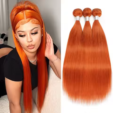 #350 Ginger Orange Bundles Human Hair Straight 1/3/4 Pcs Human Hair Bundles Orange Brazilian Remy Ha