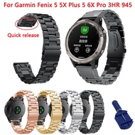Metal Watchband Strap for Garmin Fenix 5X 5 6X 6 Pro 3HR 7 7X Easyfit Quick Release Stainless Steel Bands Fenix6 Fenix5 Bracelet