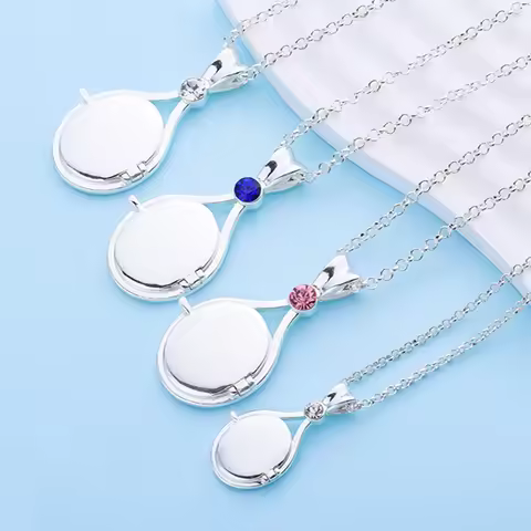 Catuni Shell Mermaid H2O Openable Pendant Necklace Silver Color Inlaid Crystal Zircon Quality Tv Mov