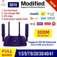 WiFi Router Modem CPE B818 Modified Unlimited Hotspot 4G LTE Modem Router MOD Wifi 4 antenna simcard