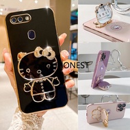 Casing Oppo A5S Case Oppo A7 Cassing Oppo A12 Cover Oppo A3S Cases Oppo A11K A1K Case Oppo A5 2020 Case Oppo A9 2020 Case Oppo A39 Case Oppo F5 F7 Case Oppo A12E Case Cute Anime Cartoon Vanity Mirror Hello Kitty Holder Phone Case With Metal Sheet TK