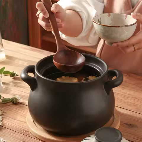 Japanese Ceramic Soup Pot High Heat Resistant Healthy Stone Pot for Soup Korean Stew Durable Sand Po